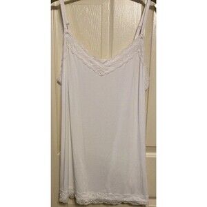 Lane Bryant Lace Trim Cami Tank 18/20 White Spaghetti Strap Adjustable Stretch